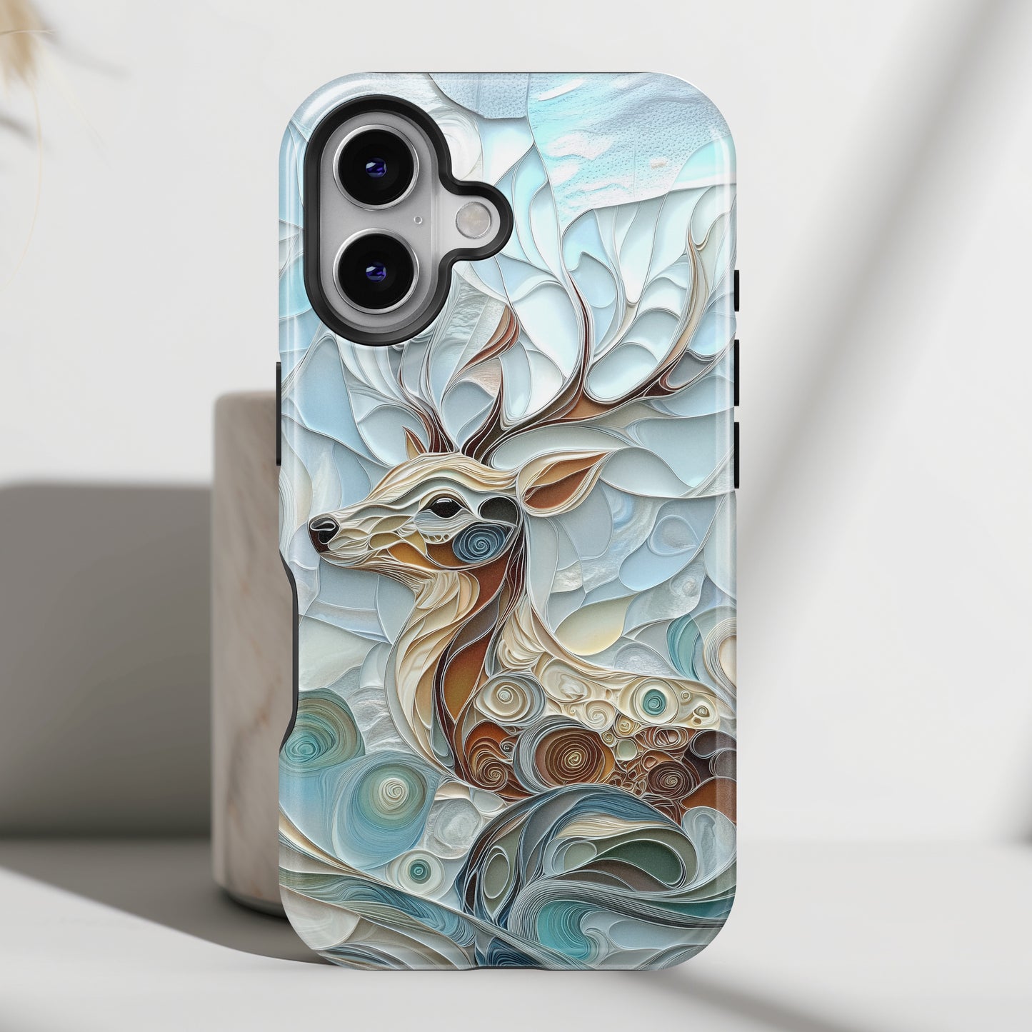 Elegant Deer Quilling Art Design iPhone Case