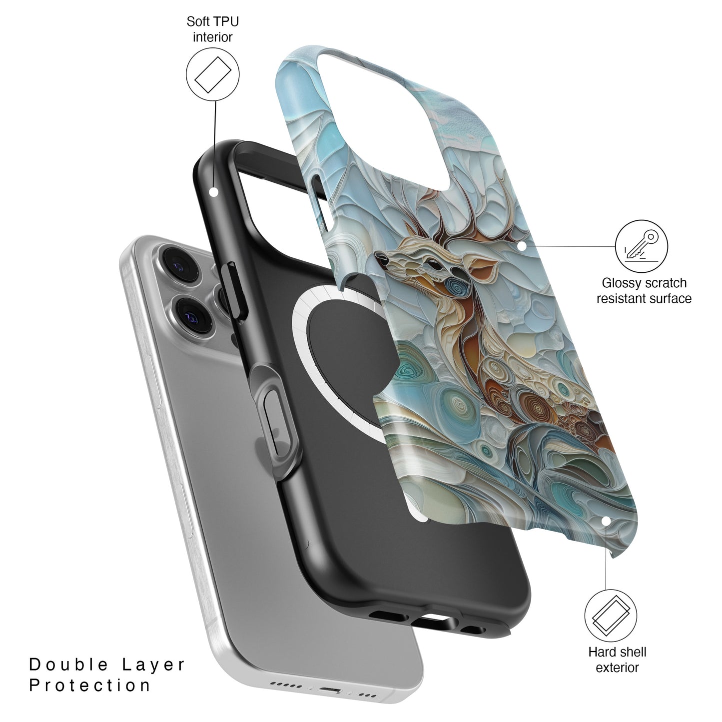 Elegant Deer Quilling Art Design iPhone Case