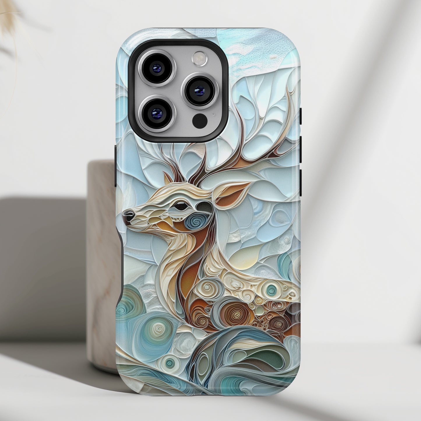 Elegant Deer Quilling Art Design iPhone Case