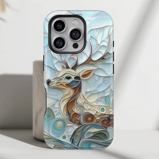 Elegant Deer Quilling Art Design iPhone Case