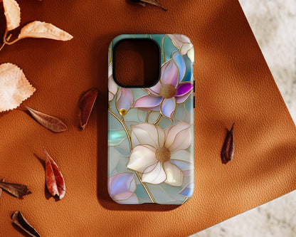 Elegant Floral Stained Glass Effect Design iPhone Case