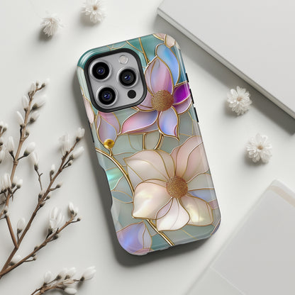 Elegant Floral Stained Glass Effect Design iPhone Case