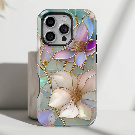 Elegant Floral Stained Glass Effect Design iPhone Case