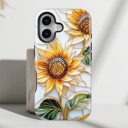 Elegant Sunflowers Stained Glass Design iPhone Case