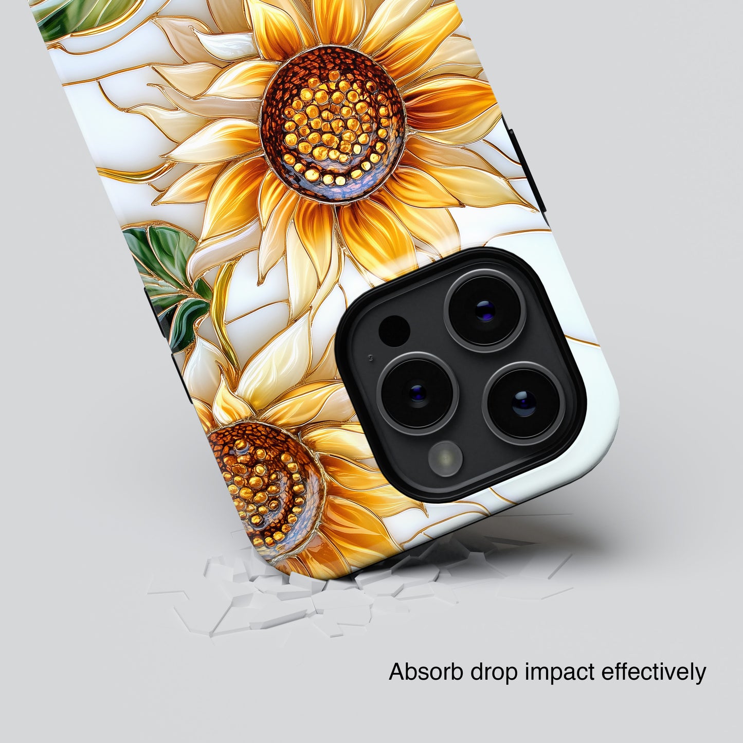 Elegant Sunflowers Stained Glass Design iPhone Case