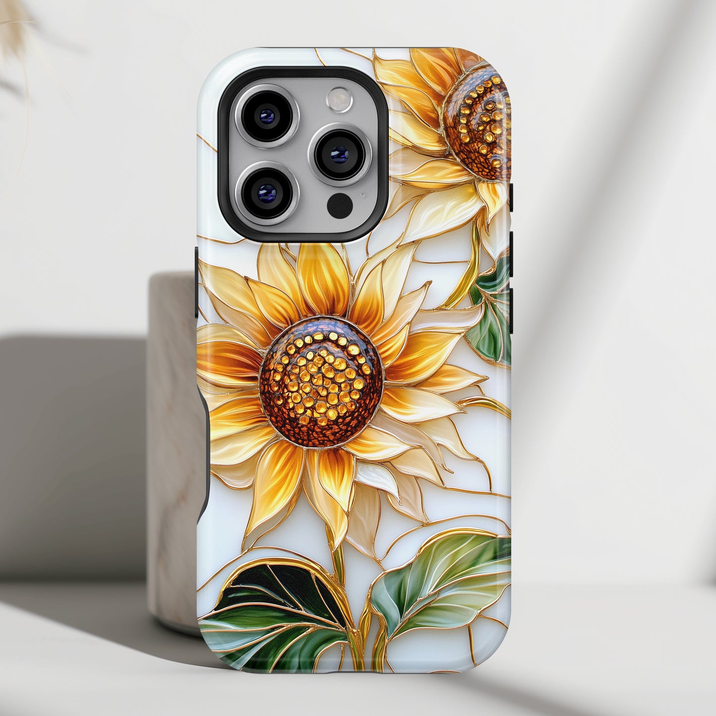 Elegant Sunflowers Stained Glass Design iPhone Case