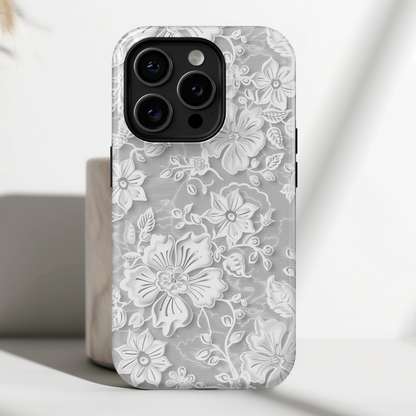 Elegant White Floral Lace Design iPhone Case