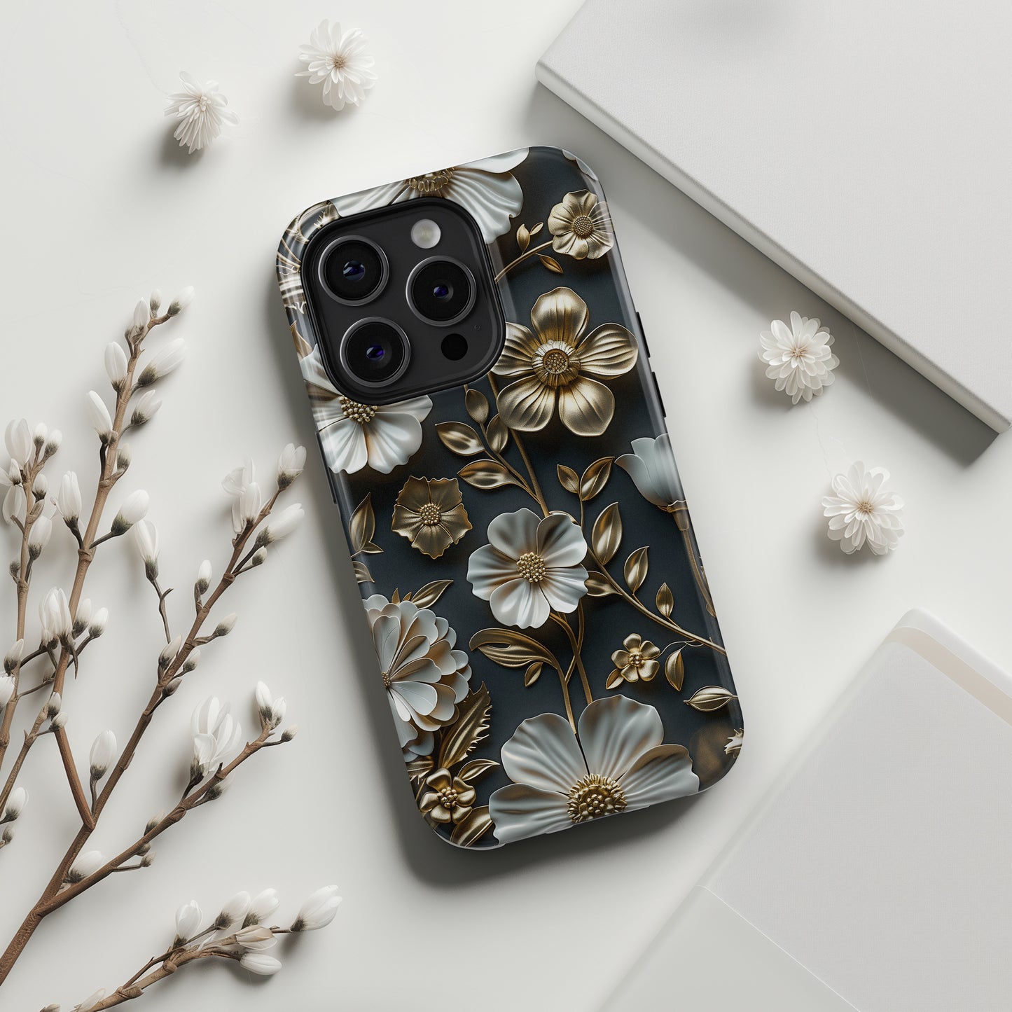 Elegant 3D Effect Floral Design iPhone Case