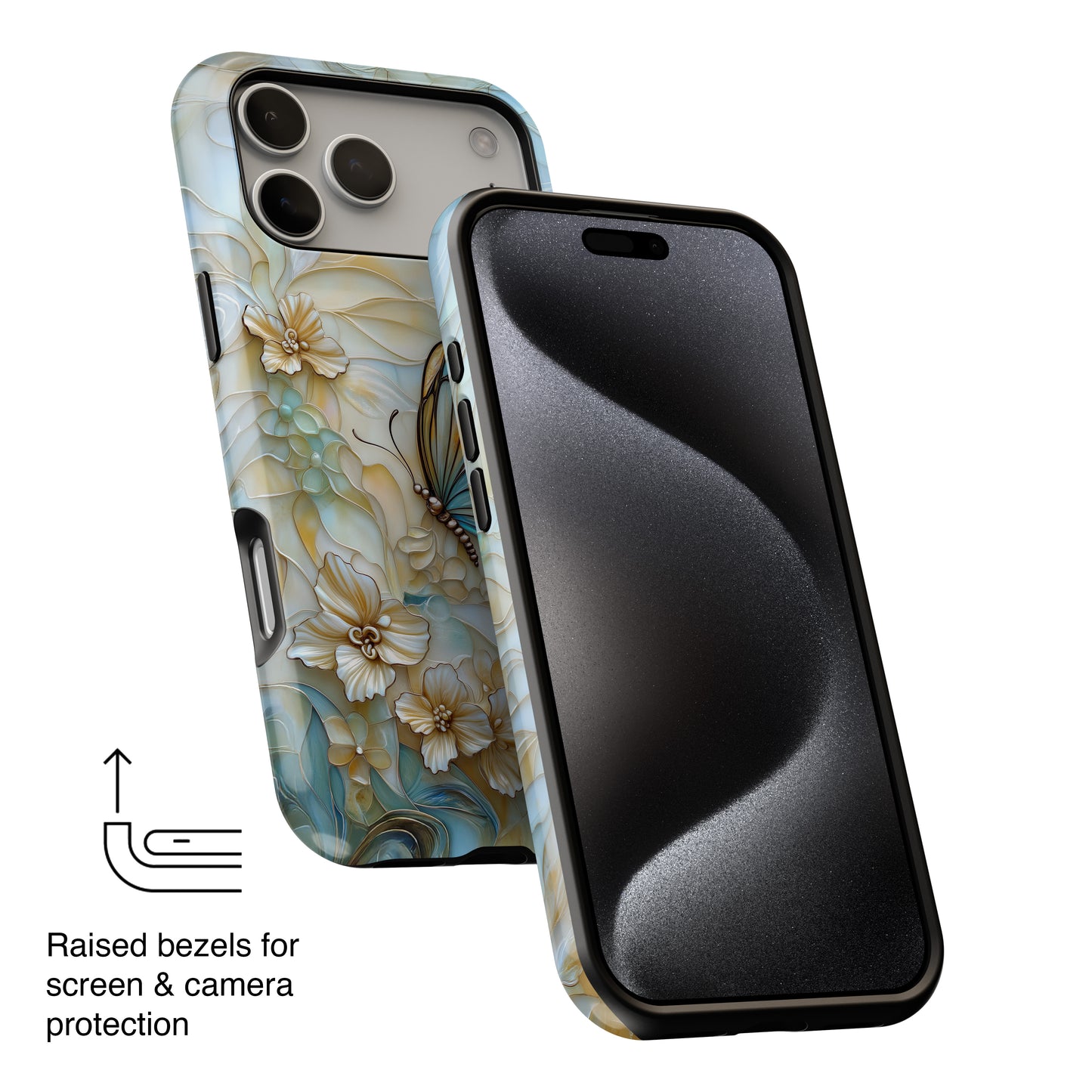Elegant Butterfly & Flowers Stained Glass Design 1 iPhone Case