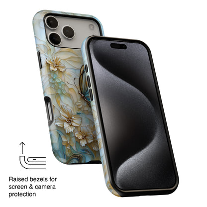 Elegant Butterfly & Flowers Stained Glass Design 1 iPhone Case