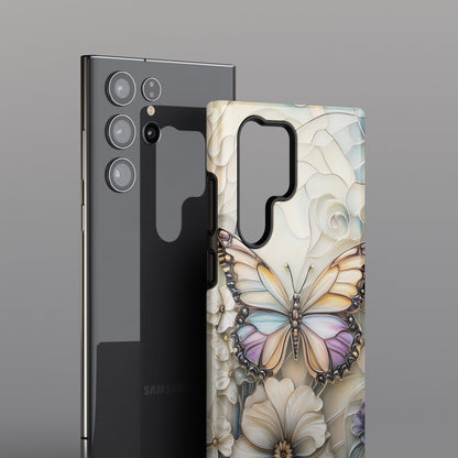 Elegant Butterfly & Flowers Stained Glass Design 2 Phone Case for Galaxy S series Phones