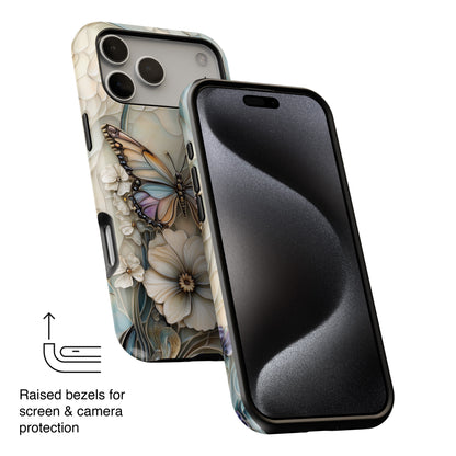Elegant Butterfly & Flowers Stained Glass Design 2 iPhone Case