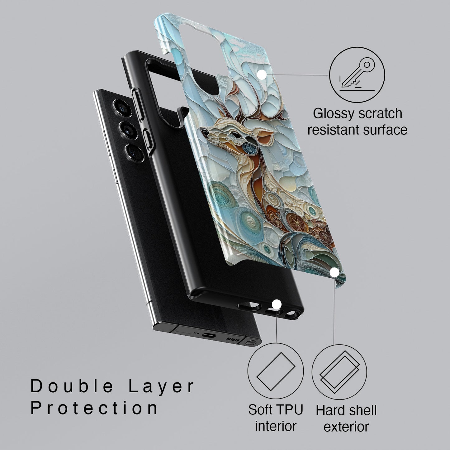 Elegant Deer Quilling Art Design Phone Case for Galaxy S series Phones
