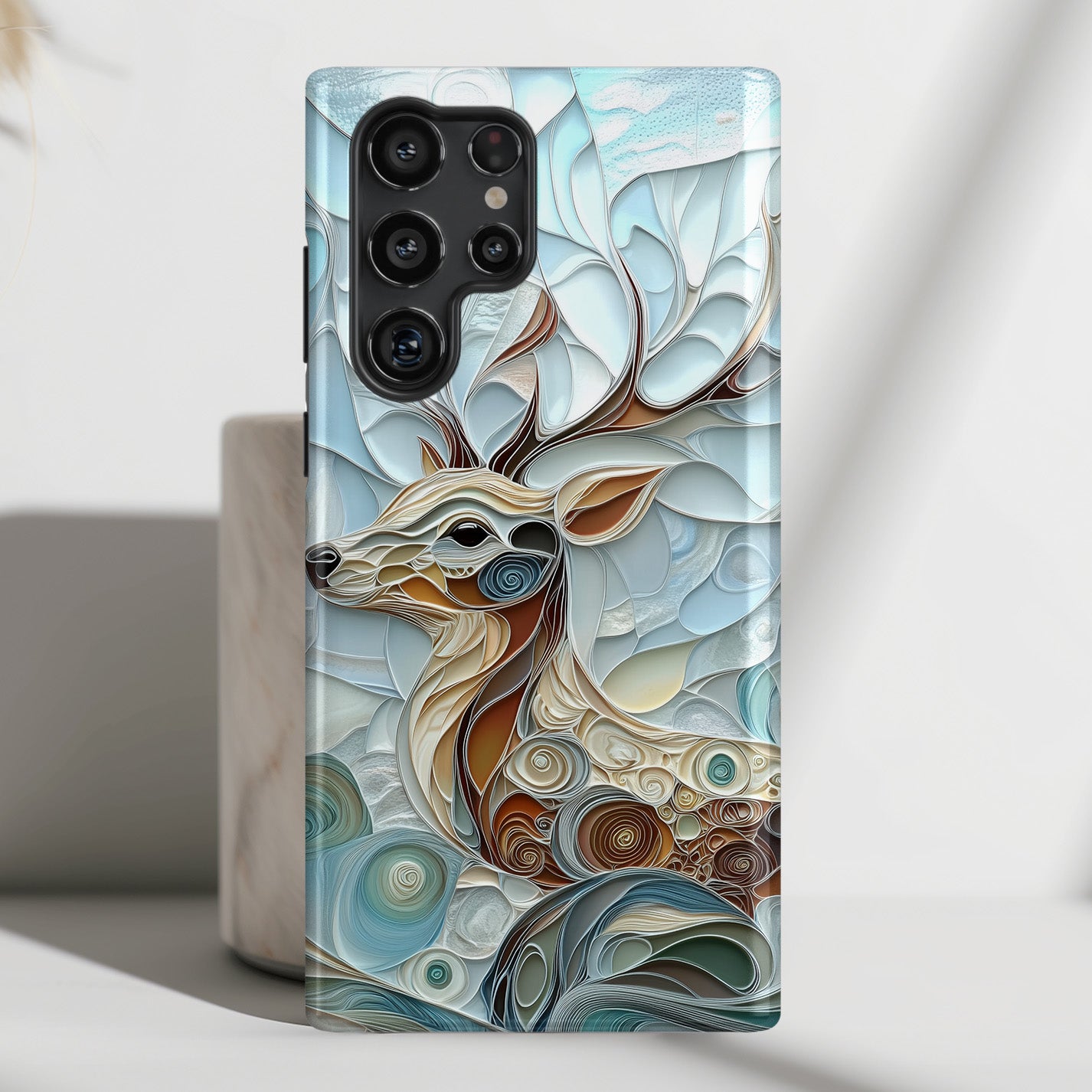 Elegant Deer Quilling Art Design Phone Case for Galaxy S series Phones