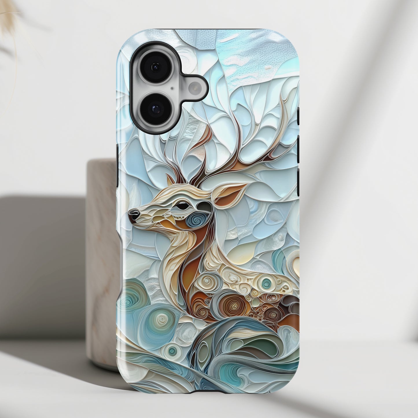 Elegant Deer Quilling Art Design iPhone Case