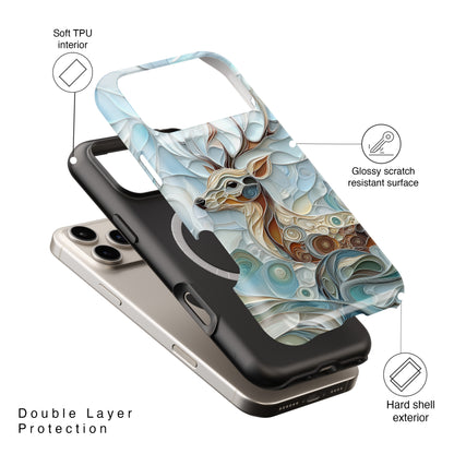 Elegant Deer Quilling Art Design iPhone Case