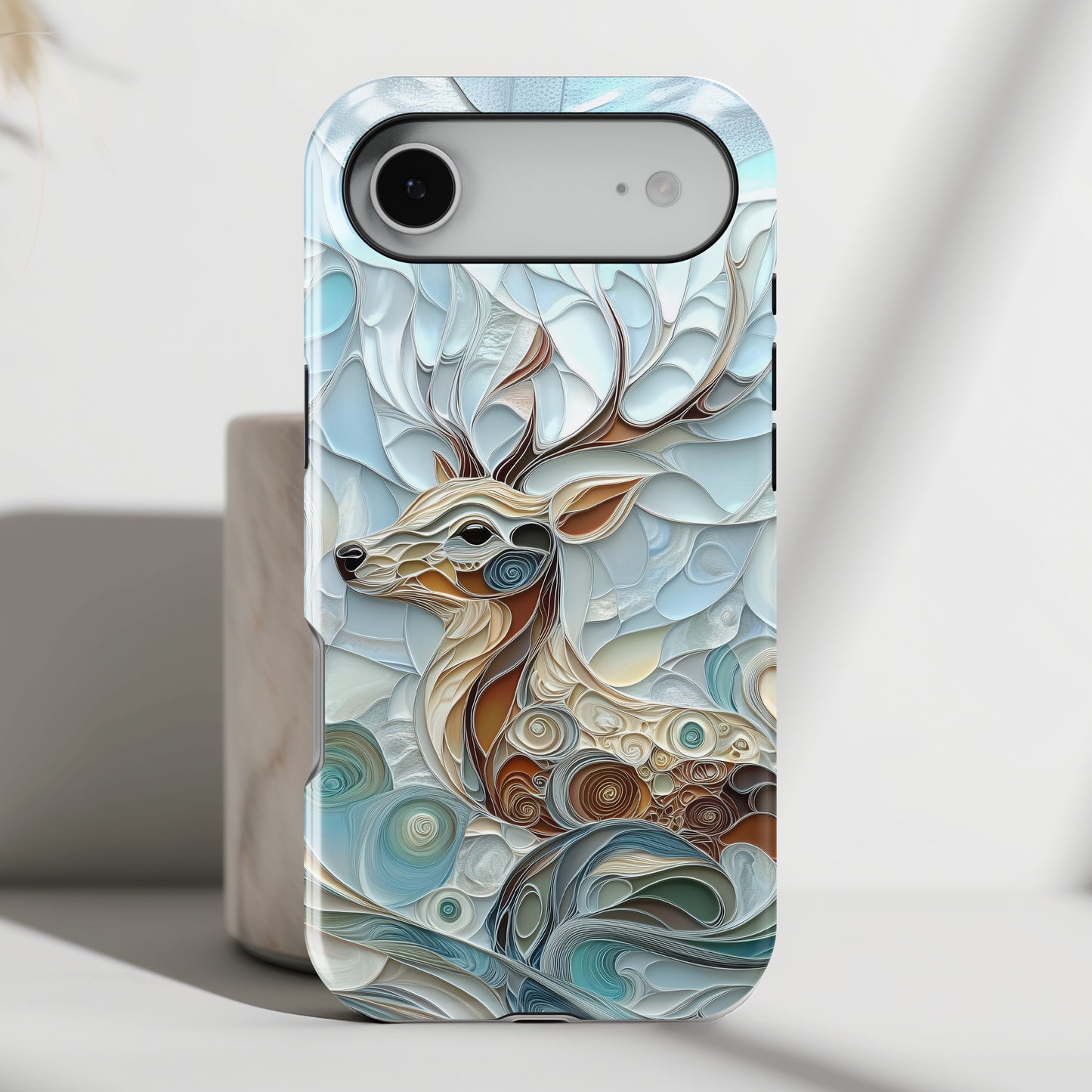 Elegant Deer Quilling Art Design iPhone Case