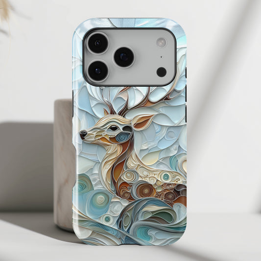 Elegant Deer Quilling Art Design iPhone Case