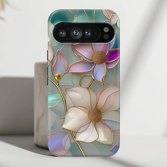 Elegant Floral Stained Glass Effect Design Phone Case for Google Pixel