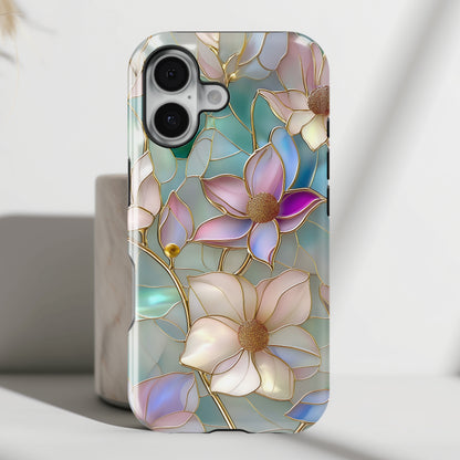 Elegant Floral Stained Glass Effect Design iPhone Case