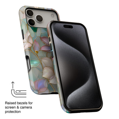 Elegant Floral Stained Glass Effect Design iPhone Case