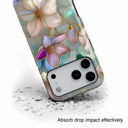 Elegant Floral Stained Glass Effect Design iPhone Case