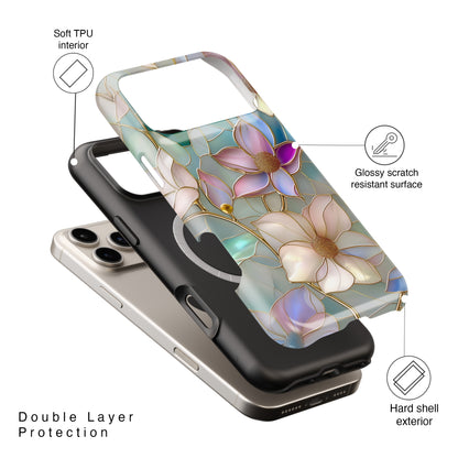 Elegant Floral Stained Glass Effect Design iPhone Case