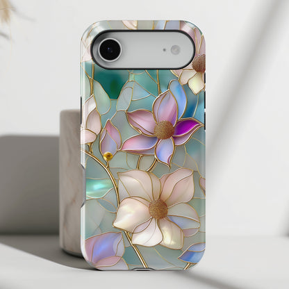 Elegant Floral Stained Glass Effect Design iPhone Case