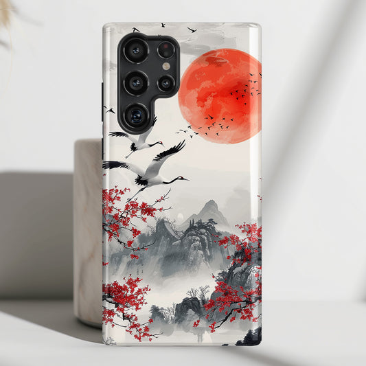 Elegant Japanese Landscape Art Design Case for Galaxy S series Phones