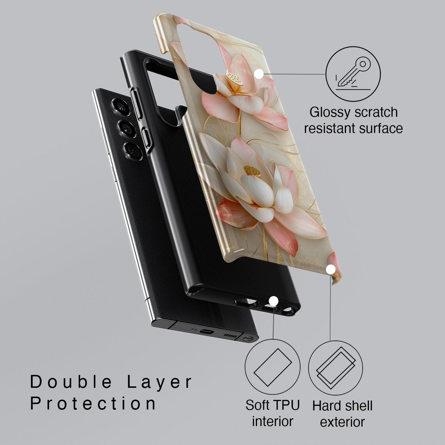 Elegant Lotus Design Phone Case for Galaxy S series Phones