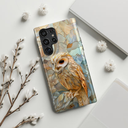 Elegant Owl Stained Glass Design Samsung Phone Case