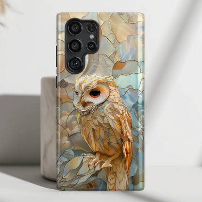 Elegant Owl Stained Glass Design Samsung Phone Case