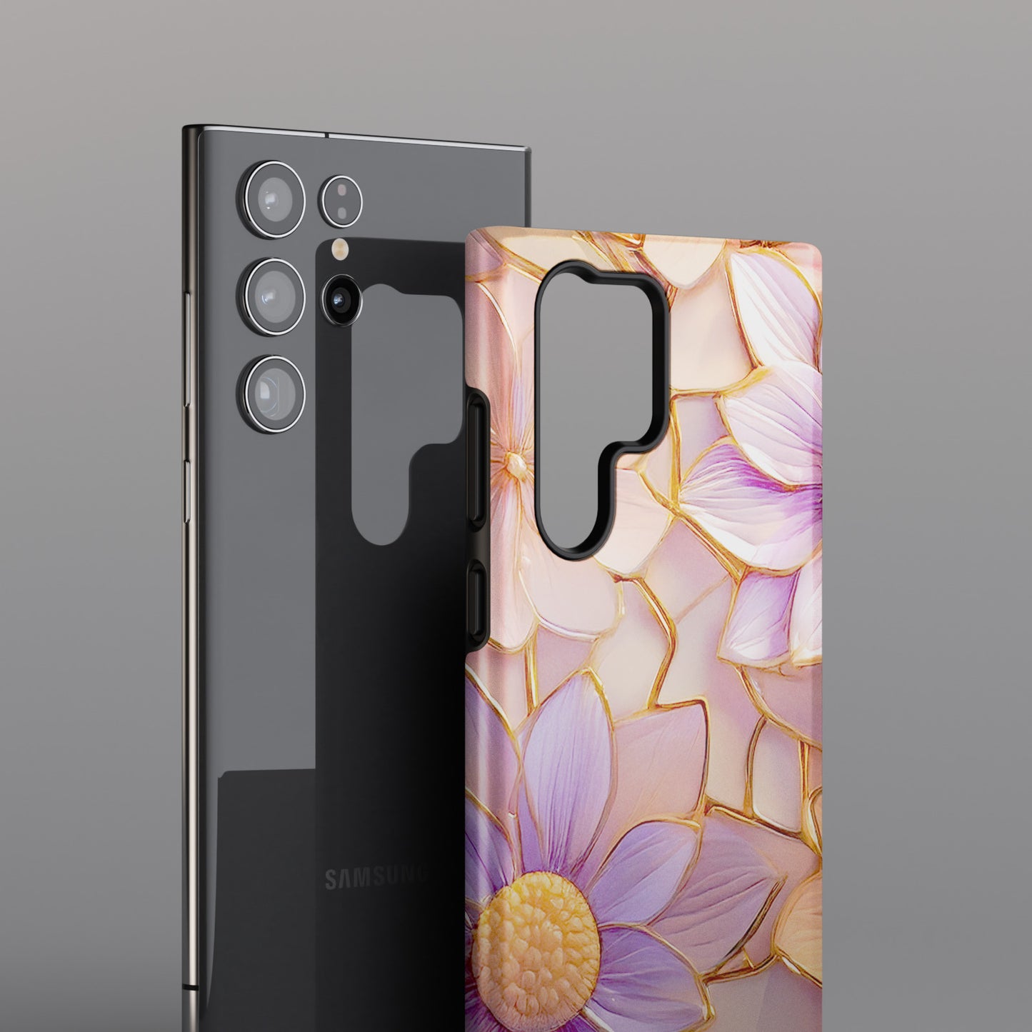 Elegant Pink Purple Floral Design Case for Galaxy S series Phones