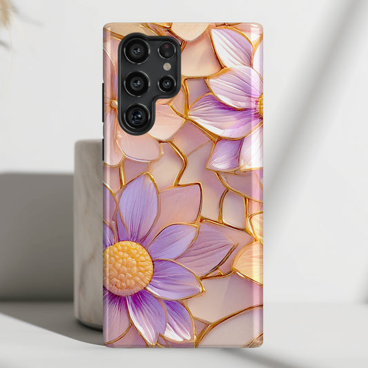 Elegant Pink Purple Floral Design Case for Galaxy S series Phones