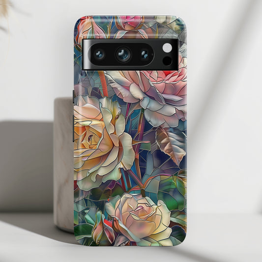 Elegant Roses Stained Glass Design Google Pixel Phone Case