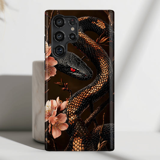 Elegant Snake Art Design Case for Galaxy S series Phones