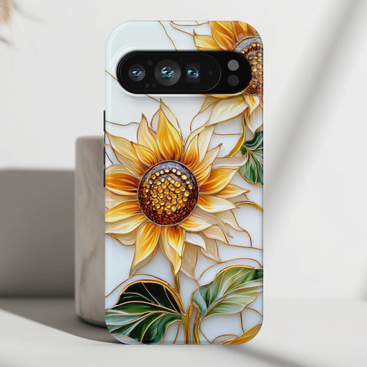 Elegant Sunflowers Stained Glass Design Phone Case for Google Pixel