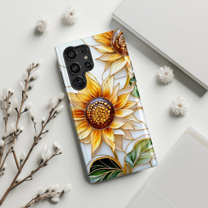 Elegant Sunflowers Stained Glass Design Phone Case for Galaxy S series Phones