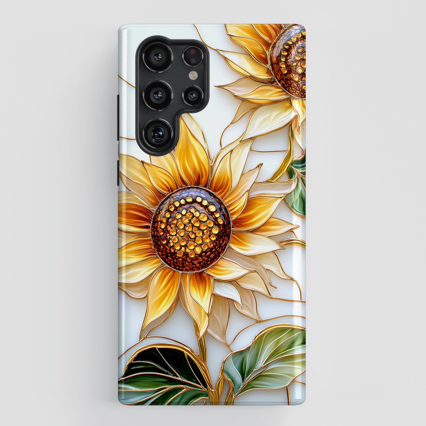 Elegant Sunflowers Stained Glass Design Phone Case for Galaxy S series Phones