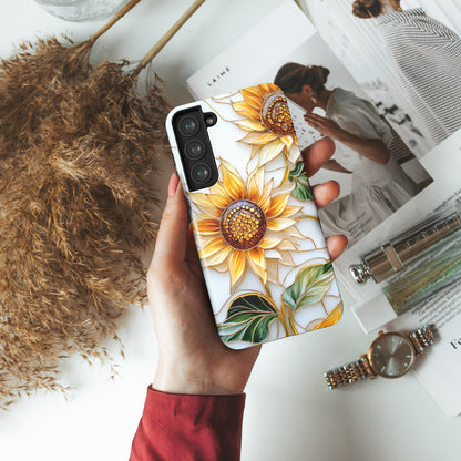 Elegant Sunflowers Stained Glass Design Phone Case for Galaxy S series Phones