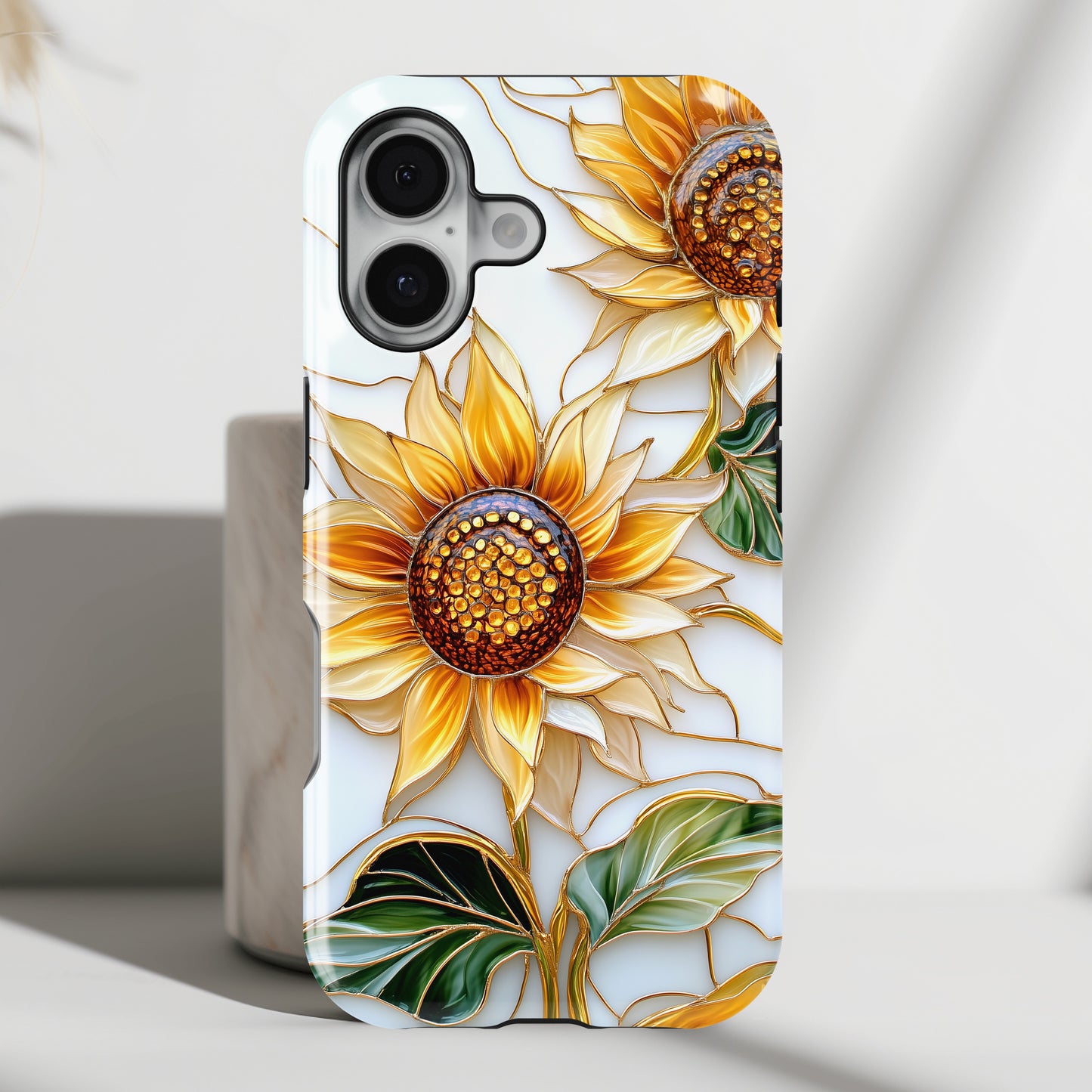 Elegant Sunflowers Stained Glass Design iPhone Case