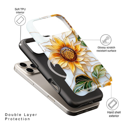 Elegant Sunflowers Stained Glass Design iPhone Case