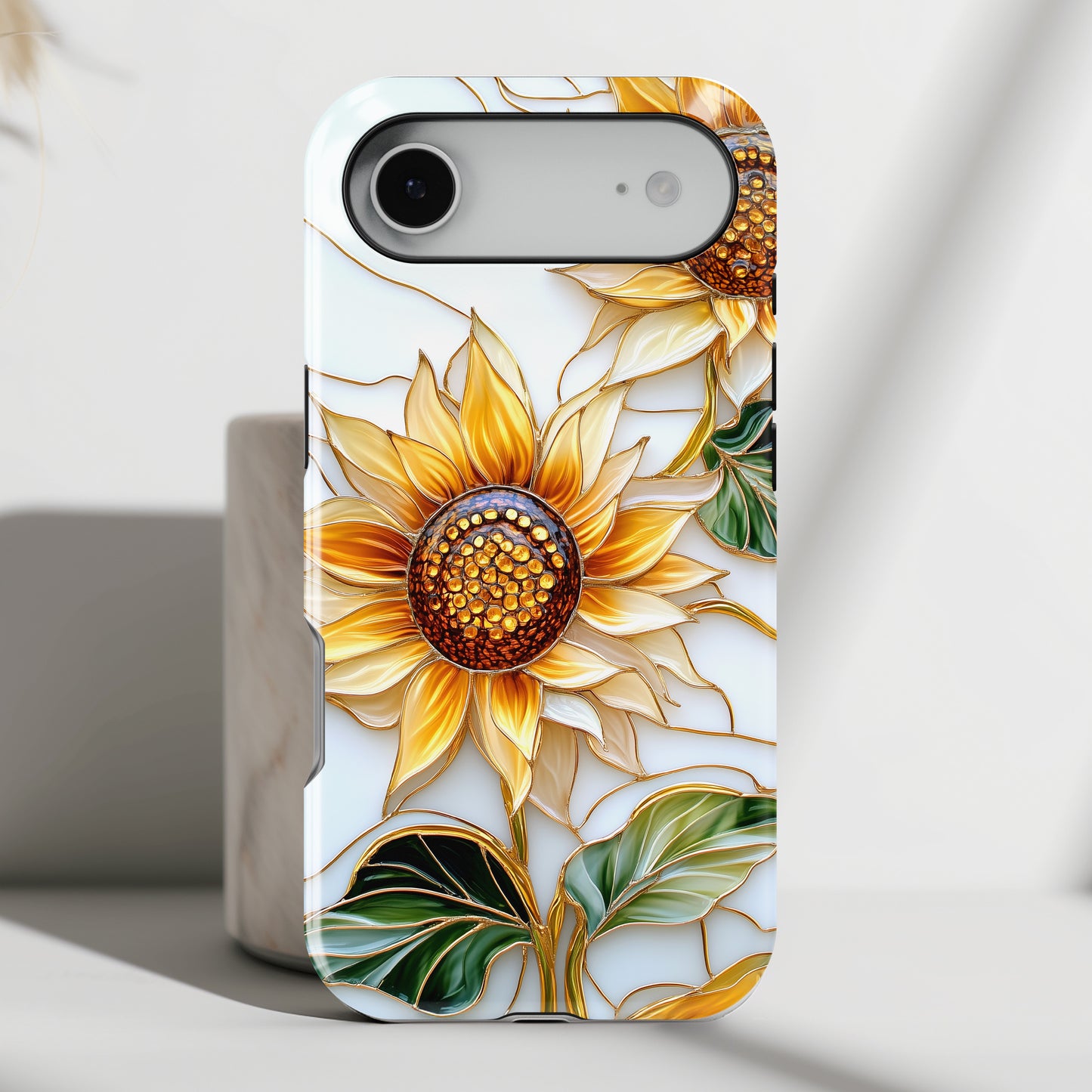 Elegant Sunflowers Stained Glass Design iPhone Case
