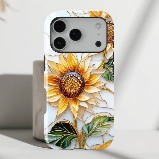 Elegant Sunflowers Stained Glass Design iPhone Case