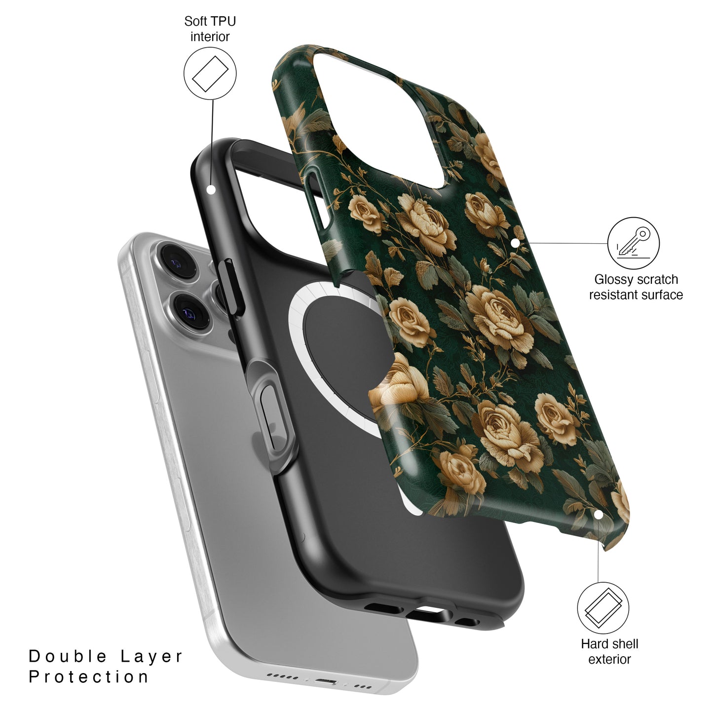 Emerald Bloom Design iPhone Case