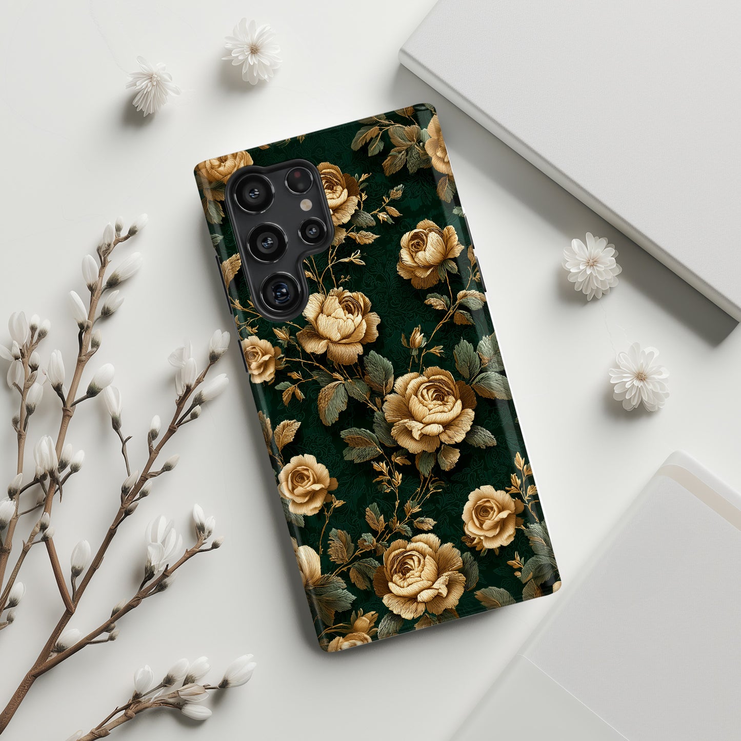 Emerald Bloom Design Phone Case for Galaxy S series Phones