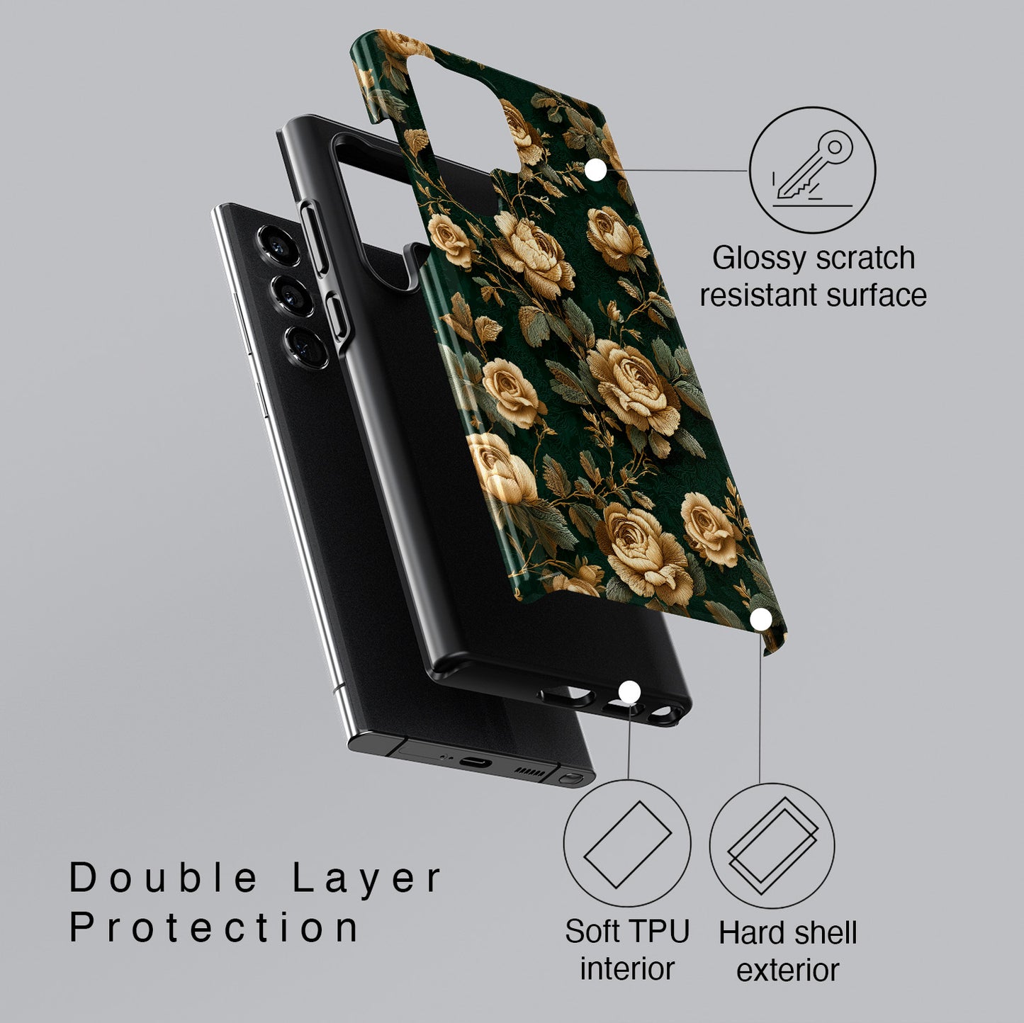 Emerald Bloom Design Phone Case for Galaxy S series Phones