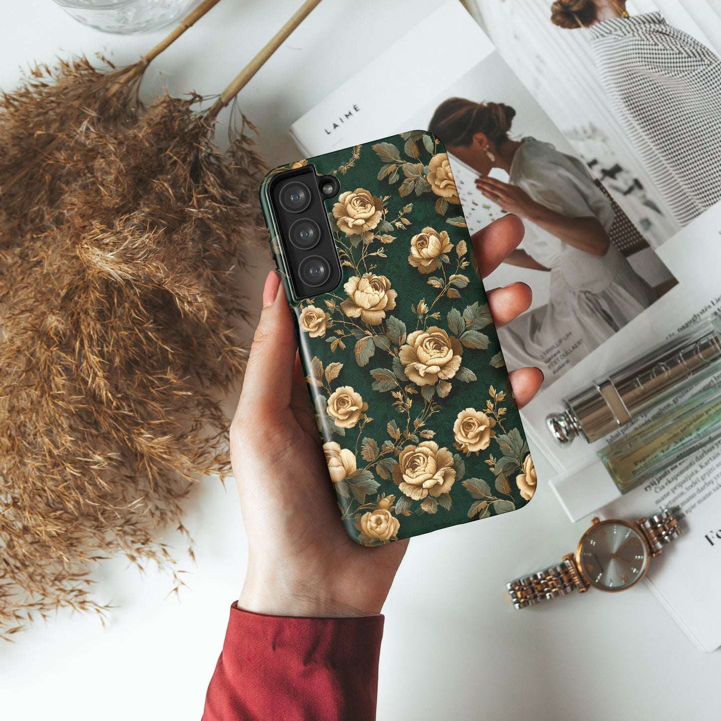 Emerald Bloom Design Phone Case for Galaxy S series Phones
