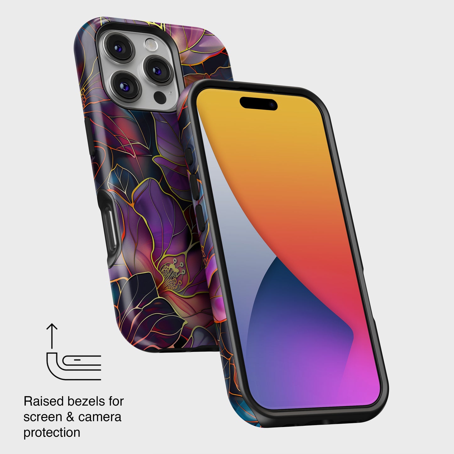 Enchanted Purple Flower Stained Glass Design iPhone Case