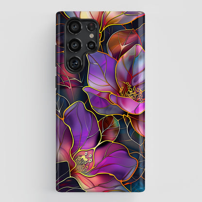 Enchanted Purple Flower Stained Glass Design Case for Galaxy S series Phones